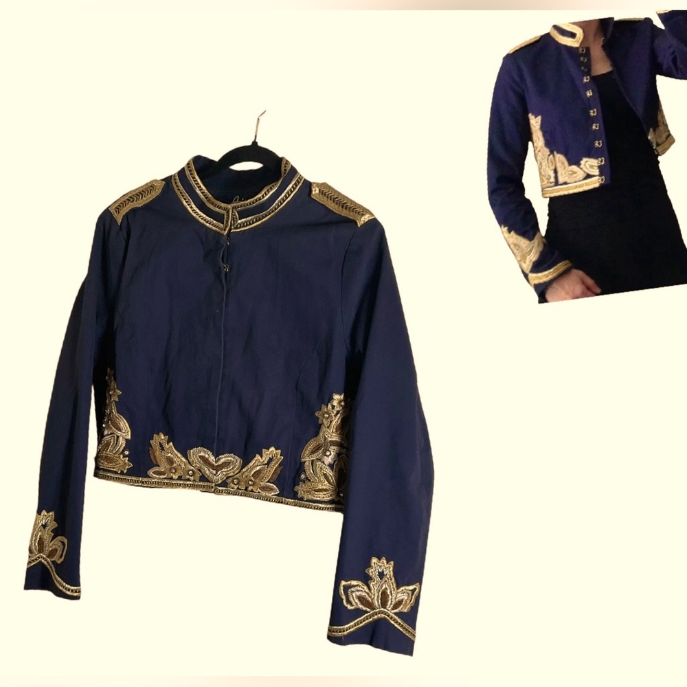 Embroidered Navy Blue Utility Jacket